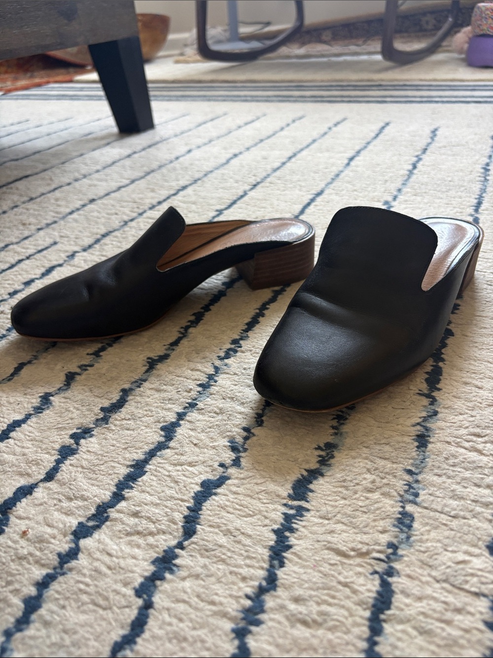 Madewell Black Leather Slip-On Mule
